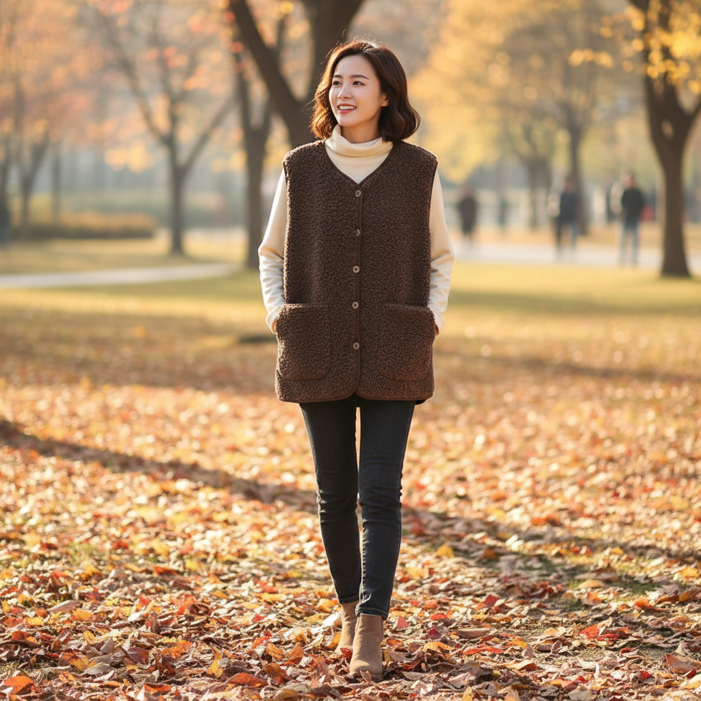 Lamb's Fleece Vests Jacket New Spring Autumn Women Button Waistcoat Winter Warm Fleece Sleeveless Outwear Female